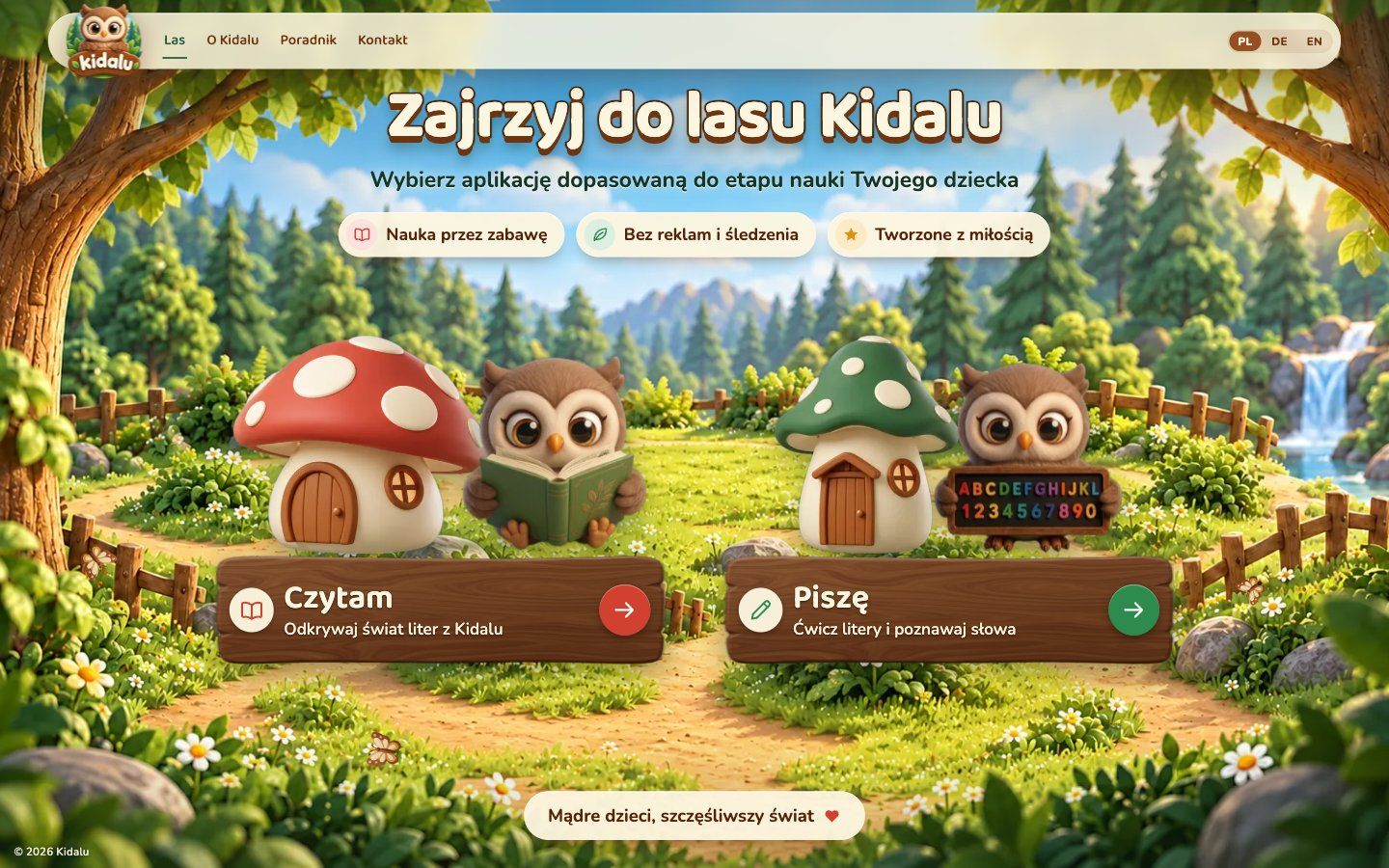 Strona marki Kidalu z aplikacjami edukacyjnymi dla dzieci