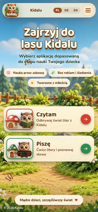Strona Kidalu na telefonie